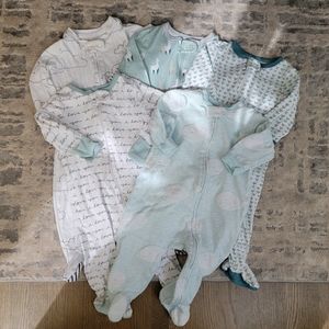 Lot of neutral baby footie onesie sleep and play pajamas 3-6 months